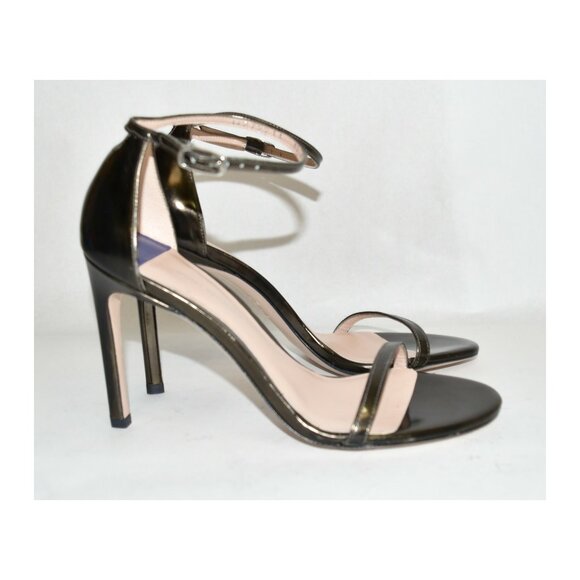 $500 Stuart Weitzman Nudistsong Ankle Strap Sandal Shoe PEWTER BRONZE 7.5 (Z1) - Picture 4 of 7